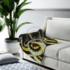 Yellow Black Tentacles Octopus Ink Art Velveteen Plush Blanket All Over Prints