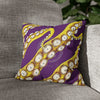 Yellow Octopus Kraken Tentacles Ink Purple Art Spun Polyester Square Pillow Case 14 × Home Decor
