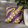 Yellow Octopus Kraken Tentacles Ink Purple Art Spun Polyester Square Pillow Case 16 × Home Decor