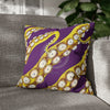 Yellow Octopus Kraken Tentacles Ink Purple Art Spun Polyester Square Pillow Case 18 × Home Decor