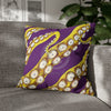 Yellow Octopus Kraken Tentacles Ink Purple Art Spun Polyester Square Pillow Case 20 × Home Decor