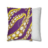 Yellow Octopus Kraken Tentacles Ink Purple Art Spun Polyester Square Pillow Case Home Decor