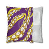 Yellow Octopus Kraken Tentacles Ink Purple Art Spun Polyester Square Pillow Case Home Decor