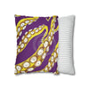 Yellow Octopus Kraken Tentacles Ink Purple Art Spun Polyester Square Pillow Case Home Decor