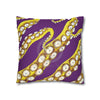 Yellow Octopus Kraken Tentacles Ink Purple Art Spun Polyester Square Pillow Case Home Decor