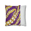 Yellow Octopus Kraken Tentacles Ink Purple Art Spun Polyester Square Pillow Case Home Decor