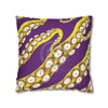 Yellow Octopus Kraken Tentacles Ink Purple Art Spun Polyester Square Pillow Case Home Decor