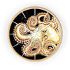 Yellow Orange Octopus Tentacles Bubbles Ink Wall Clock Wooden / White 10 Home Decor