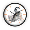 Yoga Cat Calico Kitten Watercolor Ink Art Wall Clock Black / 10 Home Decor