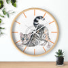 Yoga Cat Calico Kitten Watercolor Ink Art Wall Clock Home Decor