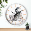 Yoga Cat Calico Kitten Watercolor Ink Art Wall Clock White / Black 10 Home Decor