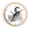 Yoga Cat Calico Kitten Watercolor Ink Art Wall Clock Wooden / Black 10 Home Decor