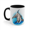 Orca Whale Watercolor Blue on White Art Accent Coffee Mug, 11oz