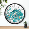 Teal Green Octopus and the Bubbles Art Wall clock