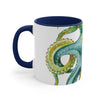 Octopus Green Watercolor on White Art Accent Coffee Mug, 11oz
