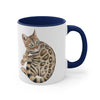 Cute Bengal Cat Watercolor Art Accent Coffee Mug, 11oz