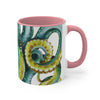 Octopus Green Watercolor on White Art Accent Coffee Mug, 11oz