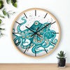 Teal Green Octopus and the Bubbles Art Wall clock