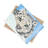 Snow Leopard playing in the Snow Watercolor Art Ceramic Photo Tile