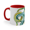 Octopus Green Watercolor on White Art Accent Coffee Mug, 11oz