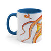 Orange Red Octopus Ink on White Art Accent Coffee Mug, 11oz