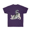 Yoga Cat Maine Coon Kitten Watercolor Art Dark Unisex Ultra Cotton Tee