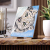 Snow Leopard playing in the Snow Watercolor Art Ceramic Photo Tile