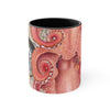Red Octopus Vintage Beige Map Compass Art Accent Coffee Mug, 11oz