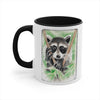 Cute Raccoon Kit Bandit Watercolor Art Accent Coffee Mug, 11oz