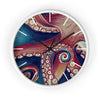 Red Blue Octopus Tentacles Kraken Watercolor Ink Art Wall clock