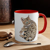 Cute Bengal Cat Watercolor Art Accent Coffee Mug, 11oz