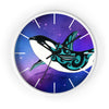 Orca Whale Tribal Teal Nebula Galaxy Ink Art Wall clock