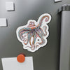 Octopus Tentacles Pink Orange Dancing Ink Art Die-Cut Magnets