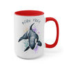 Born Free Orca Whale Color Splash Art Two-Tone Coffee Mugs, 15oz