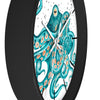 Teal Green Octopus and the Bubbles Art Wall clock