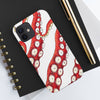 Red White Kraken Octopus Tentacles Ink Case Mate Tough Phone Cases