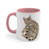 Cute Bengal Cat Watercolor Art Accent Coffee Mug, 11oz