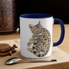 Cute Bengal Cat Watercolor Art Accent Coffee Mug, 11oz
