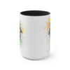 Orca Whales Tribal Love Color Splash Ink  Art Two-Tone Coffee Mugs, 15oz