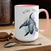 Born Free Orca Whale Color Splash Art Two-Tone Coffee Mugs, 15oz