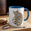 Cute Bengal Cat Watercolor Art Accent Coffee Mug, 11oz