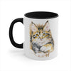 Cute Calico Maine Coon Kitten Cat Watercolor on White Art Accent Coffee Mug, 11oz