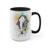 Orca Whales Tribal Love Color Splash Ink  Art Two-Tone Coffee Mugs, 15oz
