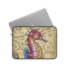 Magenta Seahorse Vintage Map Beige Watercolor Art Laptop Sleeve