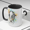 Orca Whales Tribal Love Color Splash Ink  Art Two-Tone Coffee Mugs, 15oz