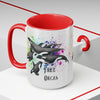Free Orca Whales Family Color Splash Ink Art Two-Tone Coffee Mugs, 15oz