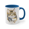 Cute Calico Maine Coon Kitten Cat Watercolor on White Art Accent Coffee Mug, 11oz