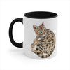 Cute Bengal Cat Watercolor Art Accent Coffee Mug, 11oz