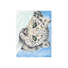 Snow Leopard playing in the Snow Watercolor Art Ceramic Photo Tile