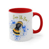 Save the Bees Watercolor Splash on White Art Accent Coffee Mug, 11oz
